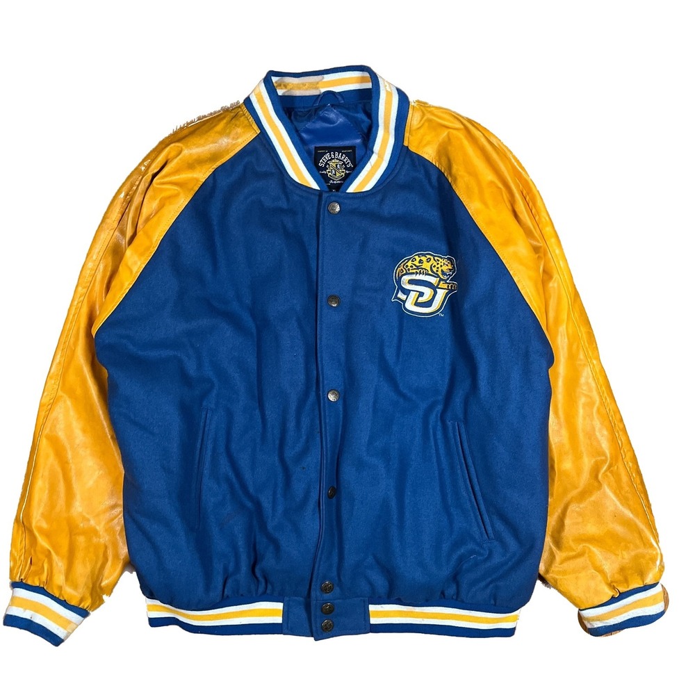 Vintage Southern University Jaguars Varsity Jacket Steve & Barry's Blue Gold XL